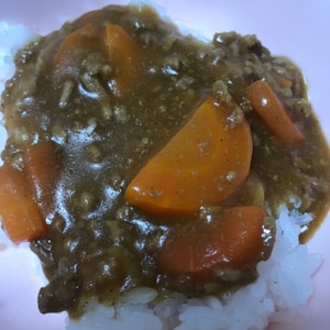 残り物です♫ひき肉とバラ肉と夏野菜のカレーライス